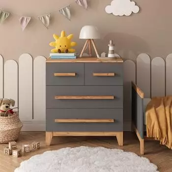 VitaliSpa Malia Kommode grau/Artisan, 4 Schubladen, 80x88cm (58366)