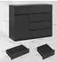 Woltu Kommode 5 Schubladen 1 Tür 100x80x40cm schwarz (W0ITT7232)
