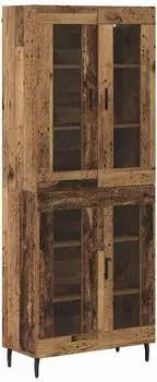 vidaXL Highboard 2er-Set Altholz Holzwerkstoff und Glas