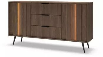 Masseno DAVANTI Kommode 3 Schubladen, 2 Türen, eichefarben, 153,5x40x82,6cm