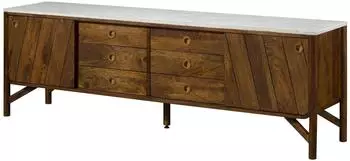 Massivmoebel24 Los Angeles #13 Sideboard Mangoholz 200x45x65cm braun/wei&szlig; ge&ouml;lt (09-312-891-0113)