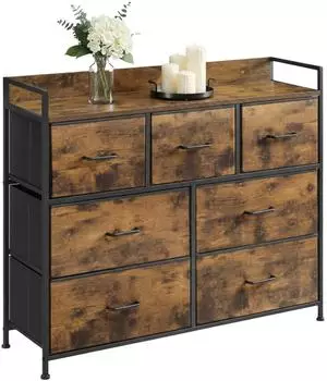 Relaxdays Kommode mit 7 Stoffschubladen, Industrial, 98x85x28,5cm (10052114)