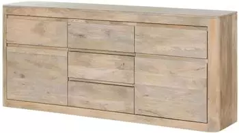 Massivmoebel24 Toronto 302 Sideboard Mangoholz 185x40x80cm wei&szlig; lackiert (09-312-665-2002)
