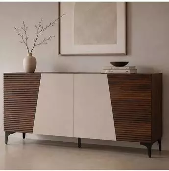 MCW Sideboard MCW-Q83 3D-Struktur Walnuss-Optik MDF 160x80x42cm (102279)