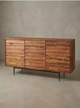 KADIMA DESIGN Sideboard WL5.635 Sheesham Massivholz 150x81x41cm, 3 Türen, Landhausstil (WL5.635)