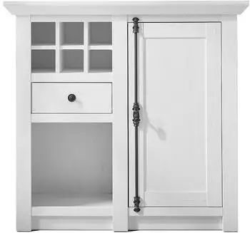 Lomado WINGST-61 Highboard Landhaus-Stil, Pinie weiß, mit Flaschenregal 105x100x45cm (LA61-6PPX2041)