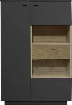 M&auml;usbacher Lino Highboard anthrazit matt / Eiche massiv, 103x151x45cm, mit Beleuchtung (78293544-0)