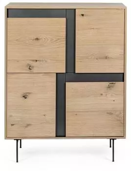 Bizzotto Stanwood Highboard Eichenholz mit Metalleins&auml;tzen, 90x40x120cm