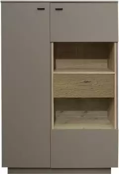 M&auml;usbacher Lino Highboard mit Beleuchtung, taupe/Eiche, 103x151x45cm (6022-HB-11-1GL)