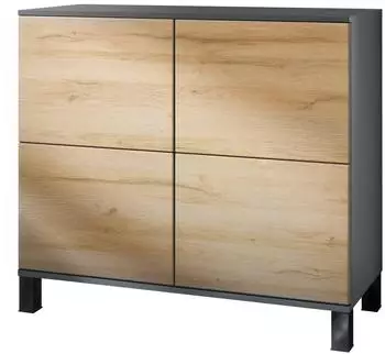 Vladon Rova V3 Kommode 4 Push-to-Open T&uuml;ren, anthrazit matt/Eiche Natur (50028999)