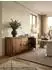 KADIMA DESIGN Sideboard Sheesham Massivholz mit Kunstleder, 3 Schubladen, 160x44x80cm (800001021601)