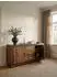 KADIMA DESIGN Sideboard Sheesham Massivholz mit Kunstleder, 3 Schubladen, 160x44x80cm (800001021601)