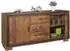 KADIMA DESIGN Sideboard Sheesham Massivholz mit Kunstleder, 3 Schubladen, 160x44x80cm (800001021601)