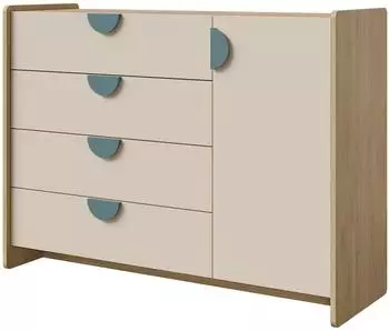 Mirjan24 Kombikommode MD09 1 T&uuml;r, 4 Schubladen, 124x91x40cm
