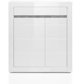 Lomado COGO-61 Highboard weiß Hochglanz, Betonoptik, 100x112x35cm