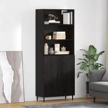 vidaXL Highboard schwarze Eichenoptik 69,5x34x180cm