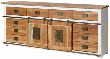 Massivmoebel24 Railway 592 Sideboard Mangoholz wei&szlig; lackiert 220x45x90cm (09-312-772-4092)