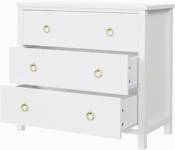 LuxusKollektion Sideboard mit 3 Schubladen, weiß, Holzwerkstoff, 80x40x74cm