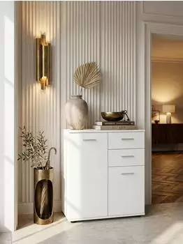 KADIMA DESIGN Kommode mit T&uuml;ren & Schubladen, wei&szlig; matt, 71x78x35,5cm