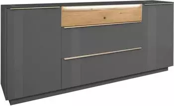 M&auml;usbacher Nova Sideboard anthrazit/natur 214x92x42cm mit Griffbeleuchtung (6020-SB-23)