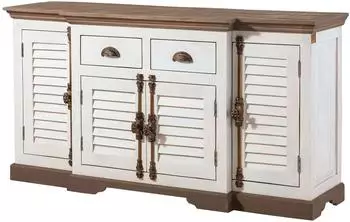 Massivmoebel24 Toulouse 108 Sideboard Mangoholz 160x45x90 wei&szlig; lackiert (09-312-188-1008)