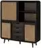 Massivmoebel24 Valencia Highboard Massivholz Mango dunkelgrau lackiert 150x40x160cm (09-310-504-2011)