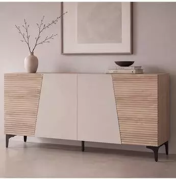 MCW Sideboard MCW-Q83 3D-Struktur MDF 80x160x42cm, Eiche-Optik (102278)