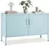 TecTake Sideboard Baker mit Magnetverschluss, Metall, grau/blau, 100cm (Baker)