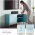 TecTake Sideboard Baker mit Magnetverschluss, Metall, grau/blau, 100cm (Baker)