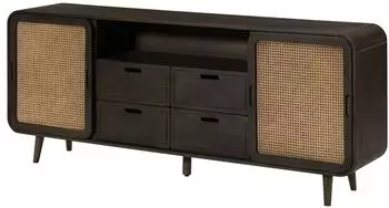 Massivmoebel24 Valencia 220 Sideboard Mango Massivholz dunkelgrau 200x40x80cm (09-312-504-2020)