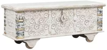 Marrakesch Orient & Mediterran Interior Truhe Daher Massivholz 116cm, orientalisch, White Wash