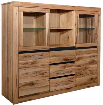 Massivmoebel24 Montreux #156 Highboard Wildeiche/Zerreiche 155x43x140cm natur geölt (48-310-100-0056)