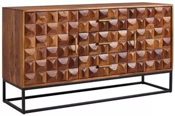 KADIMA DESIGN Sideboard Massivholz/Metall, 145x81x45cm, 2 Türen & 3 Schubladen