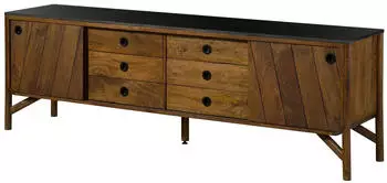 Massivmoebel24 Sideboard Los Angeles Mangoholz massiv braun/schwarz ge&ouml;lt 200x45x65cm (09-312-891-1113)