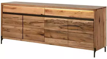 Massivmoebel24 Montreux Lux #101 Sideboard Wildeiche/Zerreiche natur ge&ouml;lt 202x47x80cm (48-312-119-1001)