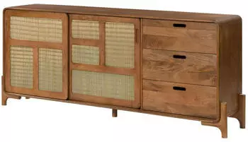 Massivmoebel24 Mizumi 101 Sideboard Mangoholz hellbraun lackiert 200x40x80cm (09-312-402-1001)