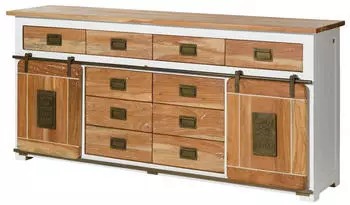 Massivmoebel24 Railway 522 Sideboard Mango weiß lackiert 200x45x90cm (09-312-772-4022)