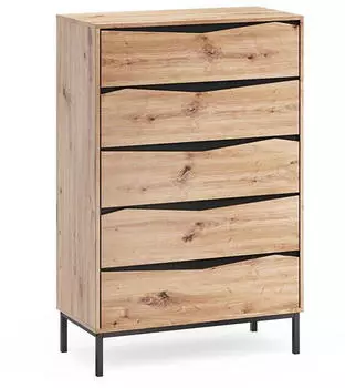 VICCO Elvano Kommode Eiche/Schwarz 79,2x120cm, 5 Schubladen (61288)