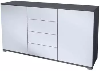 Vladon Santo V1 Sideboard 2 T&uuml;ren, 4 Schubladen, anthrazit matt/wei&szlig; matt (800001025547)
