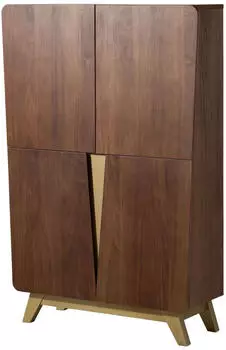 Massivmoebel24 BUTTERFLY #105 Highboard Nussbaum-Echtholzfurnier, braun lackiert, 100x40x145cm (48-310-487-1005)