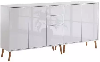 Mid.you Sideboard Mailand Set 10 weiß Hochglanz, 4 Fächer, 2 Schubladen, 184,5x86x33cm (001067004101)