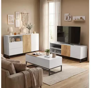 HomCom Sideboard 2 Soft-Close-Türen, 2 Schubladen, 140x40x85cm, weiß