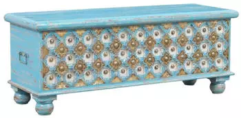 Marrakesch Orient & Mediterran Interior Burhan 2 Aufbewahrungstruhe Massivholz mit Metallverzierungen, 116cm
