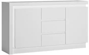 Lomado LYNDHURST-129 Sideboard weiß Hochglanz, 3 Schubkästen, 2 Türen, 158cm