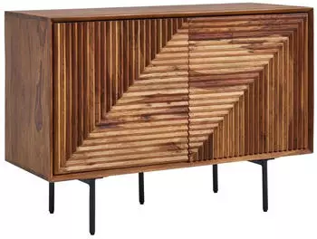 KADIMA DESIGN Sideboard Sheesham Massivholz/Metall, 2 Türen, 100x71x40cm