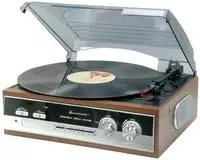 Soundmaster PL186H Retro-Plattenspieler 33/45/78UpM,UKW-Radio,Stereo-Lautspr.