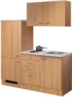 Flex-Well Pantryk&uuml;che "Nano" Gesamtbreite 160 cm, mit Einbau-K&uuml;hlschrank, Kochfeld