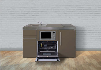 Stengel MPGSM 150 Pulverbeschicht Matt Mokka Metallic, Kühlschrank, Glaskeramikkochfeld, Spüle links