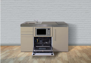 Stengel MPGSM 150 Pulverbeschicht. Matt Sand, Kühlschrank, Glaskeramikkochfeld, Spüle rechts