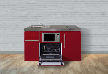 Stengel MPGSM 150 Pulverbeschicht. Glanz Bordeauxrot, Kühlschrank, Induktionskochfeld, Spüle rechts